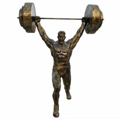 舉重，玻璃鋼仿銅體育運動人物雕塑