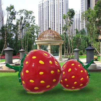 玻璃鋼草莓，小區(qū)綠地裝飾仿真水果