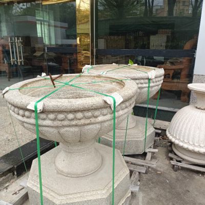 花崗巖石雕花盆，歐式大花缽