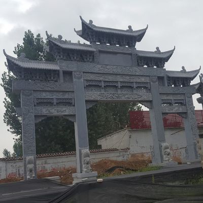 大理石石雕戶外村口大型三門(mén)牌坊