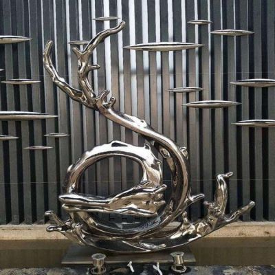戶(hù)外不銹鋼鏡面創(chuàng)意海浪浪花雕塑