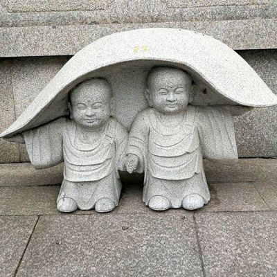 大理石，砂石石雕園林寺廟小沙彌擺件