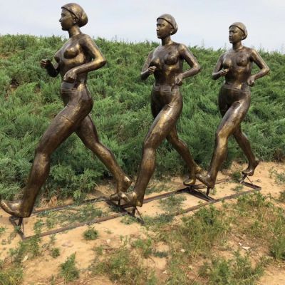 競走人物塑像，玻璃鋼仿銅運(yùn)動主題人物雕塑