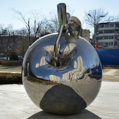 不銹鋼鏡面園林大型戶外景觀擺件蘋(píng)果