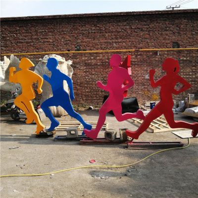 跑步，不銹鋼剪影奔跑人物雕像