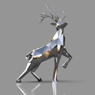 景區(qū)公園景觀(guān)不銹鋼幾何梅花鹿雕塑