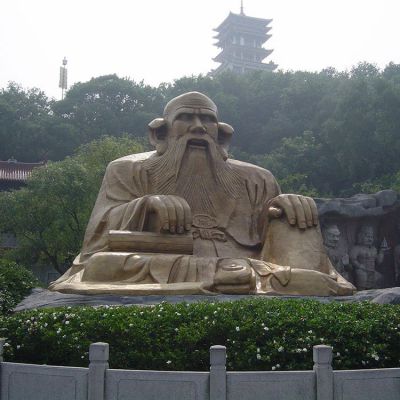廣場景區(qū)大型銅雕老子，戶外仿銅古代人物雕塑