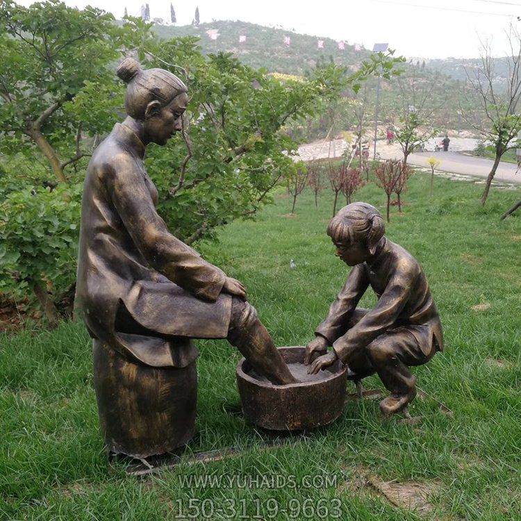 給媽媽洗腳，中國(guó)傳統(tǒng)禮儀，孝道主題人物雕塑