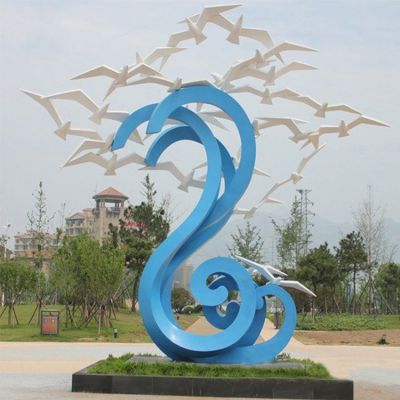 廣場(chǎng)不銹鋼幾何創(chuàng)意和平鴿景觀(guān)擺件