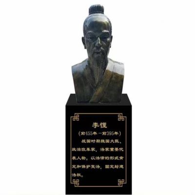 李悝頭像，玻璃鋼歷史名人銅雕胸像