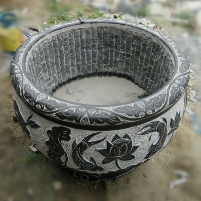庭院青石石雕仿古做舊魚(yú)缸雕塑