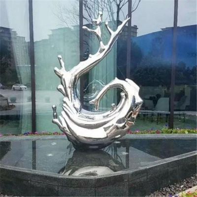 不銹鋼浪花雕塑，園林水景裝飾景觀擺件