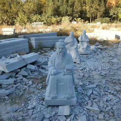土地公公石雕像，小型坐姿土地爺