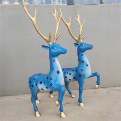 園林玻璃仿銅景觀(guān)創(chuàng)意梅花鹿雕塑