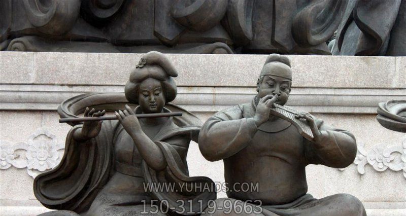公園吹奏樂器的唐代人物銅雕吹奏雕塑 公園吹奏樂器的唐代人物銅雕吹奏雕塑